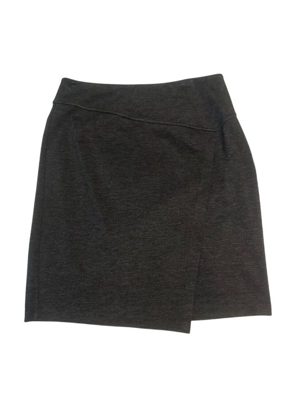 Kensie Women's Gray Knit Asymmetrical Wrap Skirt Size L Knee Length